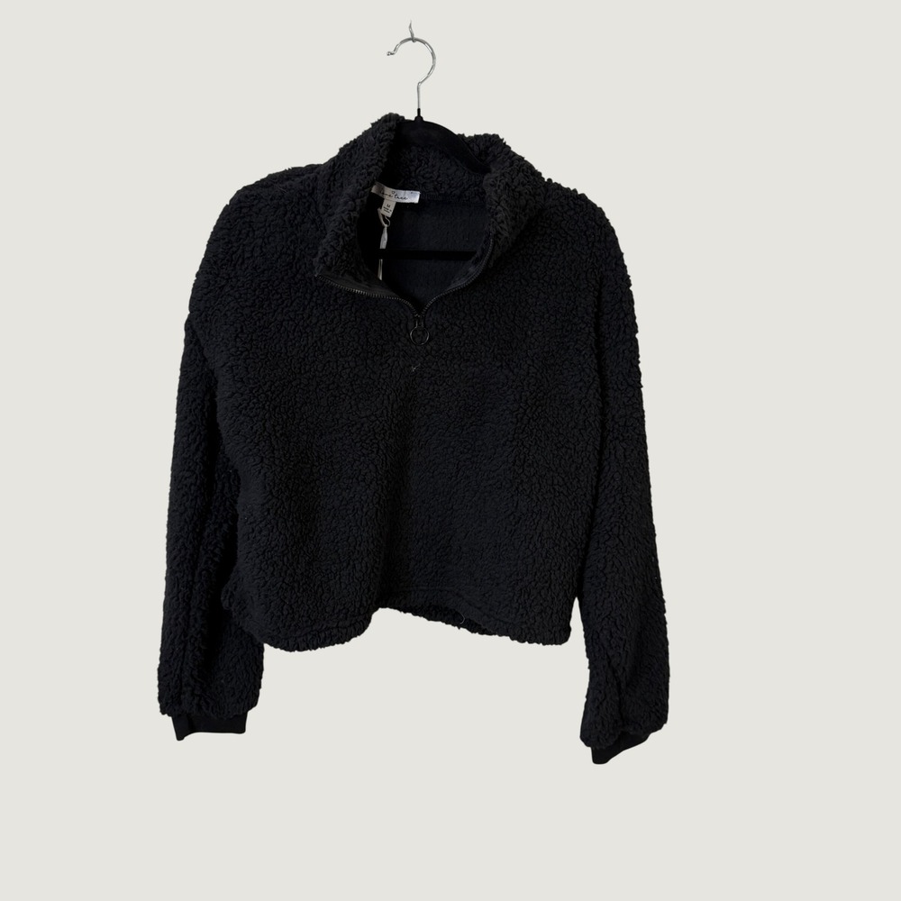 Love Tree Sherpa Fleece Quarter Zip Pullover Black Sz M Super Soft Fall Layering